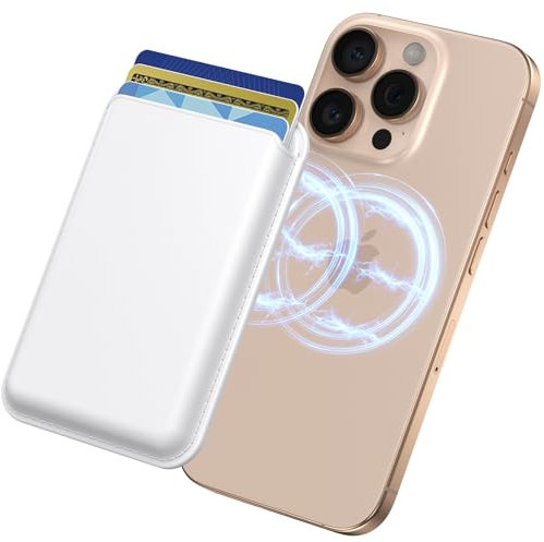 Zoye Magnetic Wallet, Compatible with MagSafe Wallet,Card Holder,for iPhone 16/15/14/13/12/11 Series, 3-Card Holder, Vegan Leather (White)