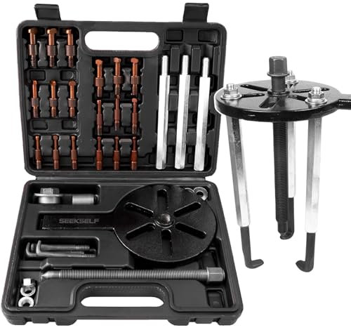 SEEKSELF 21 Stück Lagerabzieher-Set, mit Roten Stahlspannzangen, Innenlochabzieher, 3-Backen-Hakenabzieher, multifunktionales Lagerentfernungswerkzeug, Lagerdemontage-Zahnradabzieher (Schwarz)