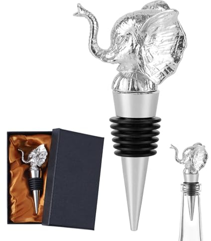 Herseme Wine Stoppers for Wine Bottles, Elephant Reusable Wine Bottle Stopper with Silicone Seal, Food Grade Leakproof Wine Corks with Exquisite Box, Keep Fresh