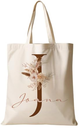 Manufaktur Liebevoll | Stoffbeutel Personalisierte Geschenke für Frauen Einkaufstasche Shopper Beutel Buchstabe Tragetasche Geschenk für Freundin Mama Frau zum Geburtstag Ostern Weihnachten