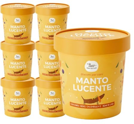 Biscotti per Cani per il Pelo, contro la Dermatite | Ricchi di Ribes Nero per un Manto Luminoso e in Salute | Snack Cane funzionale gusto Ribes | 6 X 600gr | Mangime Complementare italiano | Hygge Dog
