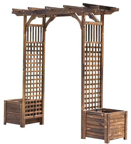Arche Jardin Bois Treillis for Plantes grimpantes d'extérieur avec 2 bacs de Plantation Mariage for diverses Plantes grimpantes, rosiers, vignes