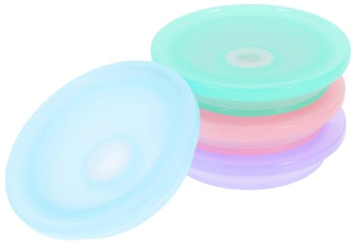 Ciieeo 4Pcs Mason Jar Glass Cup Lids with Silicone Seal for 16Oz 20Oz Cups Leak-Proof Straw Covers for Home Travel Office Use