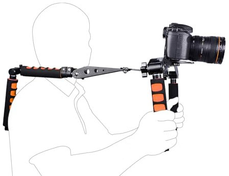 Universal Shoulder Rig Kit, Camera Shoulder Mount Kit for DSLR Video Camcorder Stabilizer with Adjustable Height Handle, Foldable, Aluminum Alloy Frame