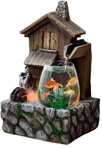 CSYQPDMBDL Kugelaquarium, Goldfischglas, Glas Oval Aquarium Tank Verdickt Kleine Haus Form Fisch Tank Indoor Ornamente Aquarien