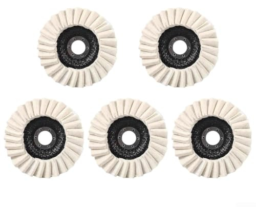 Discos de Pulido de Fieltro de Lana de 125 mm, Juego de 5, para Amoladora Angular, Encerado de Coches, Almohadillas para pulir Muebles, Acero Inoxidable, Cobre, Herramienta para Restaurar mármol.