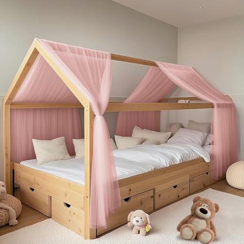 FloraVigo 2 Stück Haus-Bettwäsche-Set, Bettdecke für die Heimbett-Dekoration, Bettdecke Haus-Dekoration für Jungen und Mädchen (Altrosa, 2er Set 67 x 270 cm)