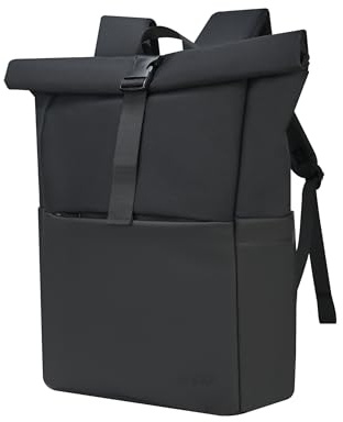 SVOLTA Rolltop Rucksack Damen und Herren, Laptop Rucksack Schwarz | Laptoprucksack 17 Zoll mit Anti-Diebstahl-Rückenfach für Uni, Business, Schule und Gym, Reiserucksack 25L