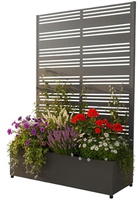 WESTMANN Dekora 2 Pflanzkasten mit Rankgitter | 120x40x180 cm | Metall | Anthrazit RAL 7016 | Sichtschutz & Rankhilfe | pulverbeschichtet | mit Entwässerung | wetterfest | inkl. Montagematerial