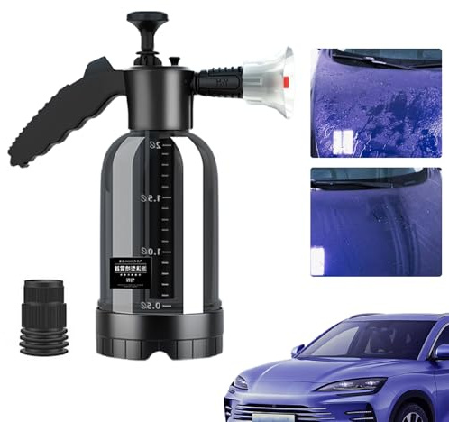Spruzzatore per auto – Pompa a pressione manuale da 2 litri, annaffiatoio portatile in schiuma ad alta pressione, costruzione leggera in PE-PP | Per lavaggio auto, giardino, cortile, interni ed