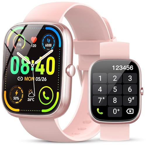 taopodo Smartwatch Damen, 1,91 HD Touch Smart Watch mit Telefonfunktion, 115+Sportmodi Sportuhr, IP68 Fitness Tracker mit Herzfrequenz SpO2 Schlafmonitor Schrittzähler für Android iOS, Rosa
