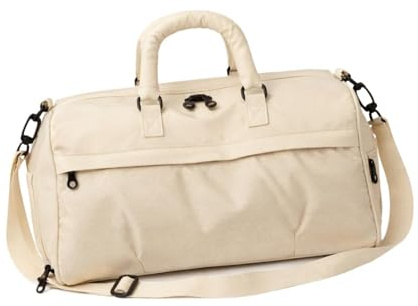 Yunmeryker Sporttasche Fitness Duffle Schultertasche Reise Gymbag Oxford Stoff Wasserfest Geräumig für Damen Herren Sport Schwimmen Büro Urlaub, Beige