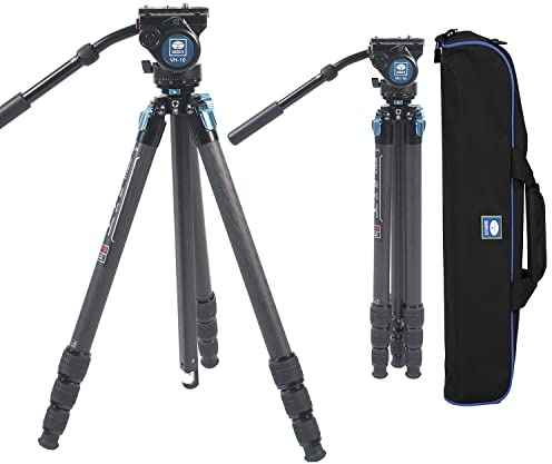 SIRUI Professionelles Carbonfaser-Stativ mit 360°Fluid-Videokopf, 184,4cm wasserdichtes Video-Kamera-Stativ mit dreieckiger Mittelsäule, großes Rohr für DSLR, Camcorder, Tragkraft 6kg (ST-224+VH-10) | 184.4 cm wasserdichtes Videokamerastativ mit dreieckiger Mittelsäule, großes Rohr für DSLR, Belastung 6kg (ST-224+VH-10)
