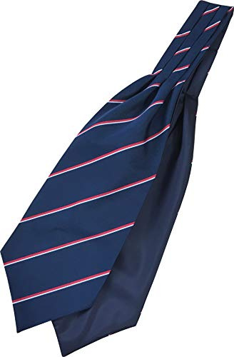 Great British Tie Club Royal Navy Regiment gewebte gestreifte Ascot Krawatte, Marineblau, Rot, Weiß, Einheitsgröße