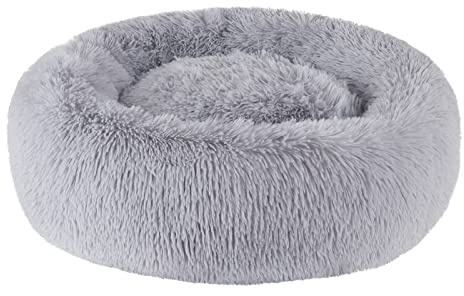 BVAGSS Soft Cuscini Letti Letto per Animali Rotondo Caldo Morbido soffice Peluche Sleeping Sofa per Gatti e Cani XH034 (Diameter:50cm, Light Grey)