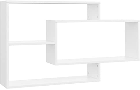vidaXL Estantes de Pared Contrachapada Mobiliario Decoración Ideal Elegante Práctico Versátil Atractivo Robusto Duradero Resistente Blanco 104x20x58,5