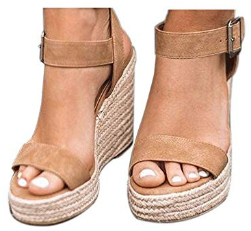 VICKI·VICKI Women's Wedges Sandals Platform Wedge Heels Espadrilles Women Shoes Sandals Khaki Size 11