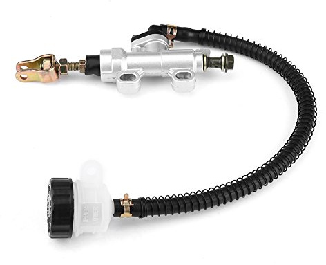 Akozon Maître-Cylindre de Frein Arrière Moto en Alliage d'Aluminium - Réservoir de Pompe Hydraulique pour Dirt Bike, ATV et Motos (Blanc)