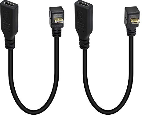 SinLoon 1 Paar USB-C-auf-Micro-USB-Konverterkabel, Typ-C-Buchse auf 90-Grad-Up-Down-Micro-USB-Datenkabel, unterstützt Laden und Datenübertragung (U/D)