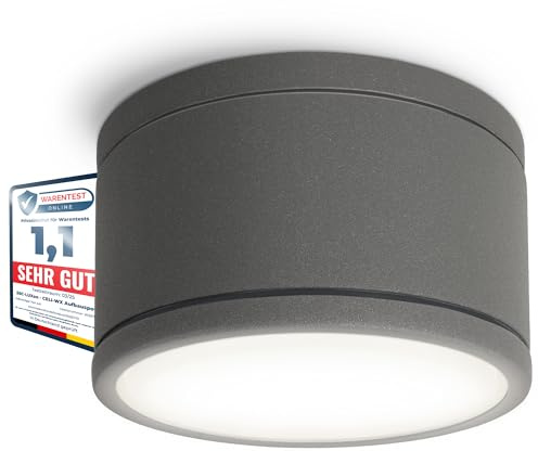SSC-LUXon CELI-WX Bad Aufbauleuchte IP44 mit wechselbarer GX53 LED Lampe neutralweiß 3W - Deckenstrahler flach 230V anthrazit