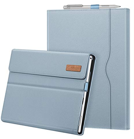 Fintie Hülle für Microsoft Surface Pro 7+ / 7/6 / 5/4 / 3 - Multi-Sichtwinkel Kunstleder Tasche Schutzhülle mit Dokumentschlitze, Type Cover kompatibel, Eisblau