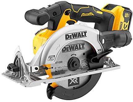DEWALT DCS565P2 XR Bürstenlose Kreissäge, 18 V, 2 x 5,0 Ah, Li-Ion, Schwarz-Gelb