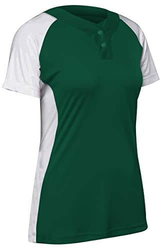 Infinite 2-Button Short Sleeve Softball Jersey, Girls' Medium, Forest Green