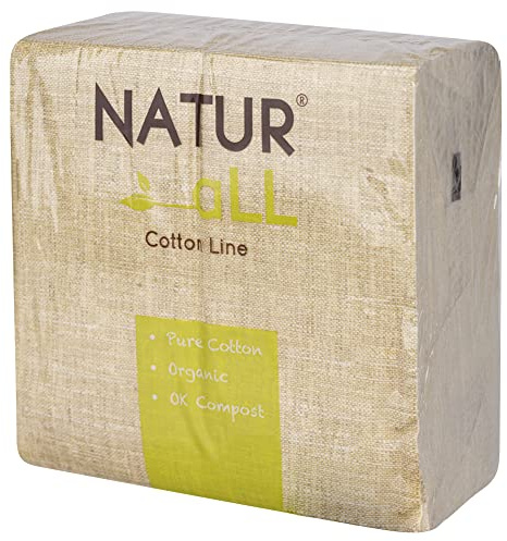 NaturAll Servietten aus Baumwolle, biologisch abbaubar, kompostierbar, nachhaltig, 50 Stück