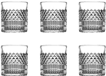 Vasos Conjunto clásico de 6 piezas 11.1 Oz Copa de agua de vidrio taza de té de taza de vidrio de vidrio de cristal, adecuado for bourbon/vidrio de ron/vino de vino de vidrio Vasos de agua Vaso de