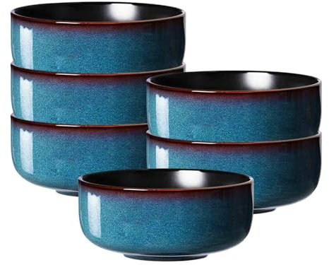 Ritzenhoff & Breker Bali Müslischalen 6er Set, 14 cm, Runde Schalen mit Farbverläufen, Skandinavisches Design mit Reaktivglasur, Steinzeug, Blau
