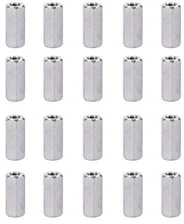 SyiXute 20 Pièces Long Écrou Hexagonal,M6 Écrou de Couplage Hexagonal,Acier au Carbone Long Tige Écrous Hexagonaux pour l'industrie Entre Autres Utilisations (M6*10 * 20mm)