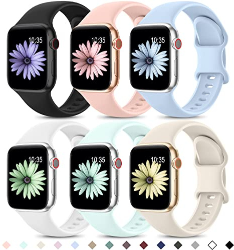 Higgs 6 Piezas Correas Compatible con Correa Apple Watch 40mm 38mm 41mm 44mm 42mm 45mm 46mm Ultra3/2/1 49mm Mujer Hombre, Pulsera Suave Silicona Deportiva Ajustable para Serie 11 10 SE 9 8 7 6 5 4 3 2