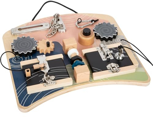 Small Foot Locks and Rotation Motor Activity Board, diverse motor skills fun for kids aged 3+ years, 12392