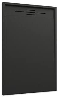 Piatto Doccia 70x140 Nero Effetto Pietra Mod. Spanios Rettangolare in Vetroresina SMC Riducibile Piletta Inclusa e Cover In Tono Parama