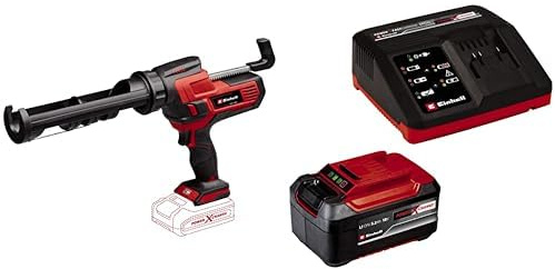 Einhell Pistola de cartuchos con batería TE-SG 18/10 Li-Solo Power X-Change (18 V, para cartuchos de 310 ml, hasta 2.000 N, velocidad de giro ajustable,)+ Starter Kit2,5Ah
