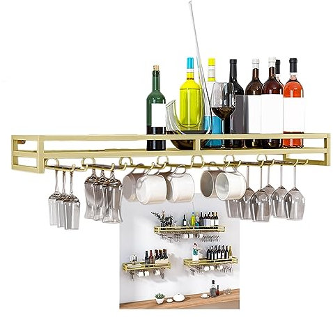 LIGUOYI Weingläser Halter, Stielgläserregal Wandbefestigung Weinglashalterung Hangend 60/80/100CM Glashalter Wand Regal, Für Familie Restaurant Hotel Bar Weinflaschenregal Und Stemware-Aufhänger