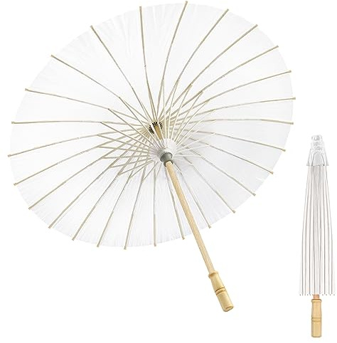 HOOMUU 24 Pack Paper Umbrellas for Weddings - Chinese Japanese Wedding Umbrellas Bulk for Women - 33 Inches DIY Painting Craft Decorative Umbrellas for Wedding Bridal Party Decor