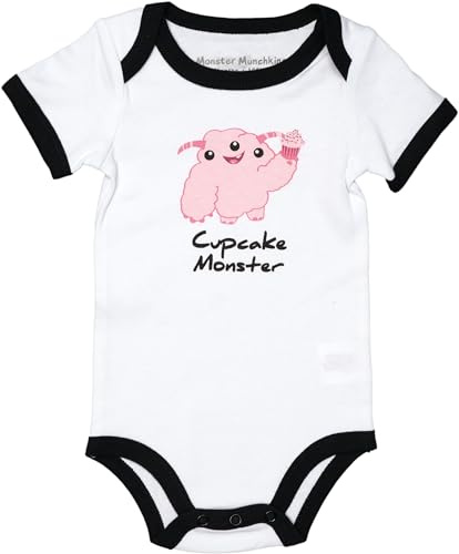 Pavilion - Pink Cupcake Monster - 12-24 Months Short Sleeve Bodysuit Boy Girl Unisex Baby Shower Gift 1st Birthday Outfit
