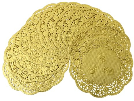 ABOOFAN 100pezzi Centrini Di Carta Assorbenti Olio Rotondi Per Dolci Sottotorta in Pizzo Decorativo Per Feste Compleanni e Contorni Resistenti Profumo