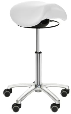 Teqler Sattelsitz-Hocker mit Schwing-Mechanismus weiß