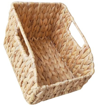 STOBAZA Wasserhyazinthen Aufbewahrungskorb Geflochten Rustikaler Stil Dekorativer Flechtkorb Für Tisch Kosmetik Snacks Spielzeug Kleiner Multifunktionaler Organizer Für Heim Und Büro