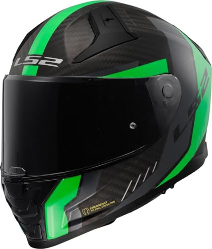 LS2, Integraler Motorradhelm VECTOR II CARBON GRID Matt Fluo Green, M