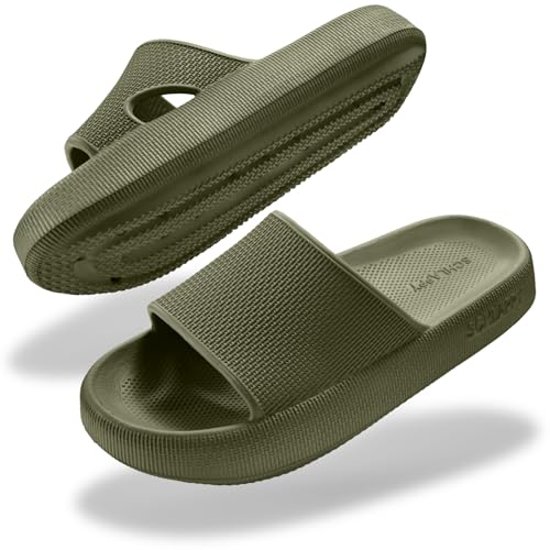 SCHLAPPY Ciabatte da bagno originali per uomo e donna, 100% senza plastica, impermeabili e antiscivolo, cachi, 40/41 EU