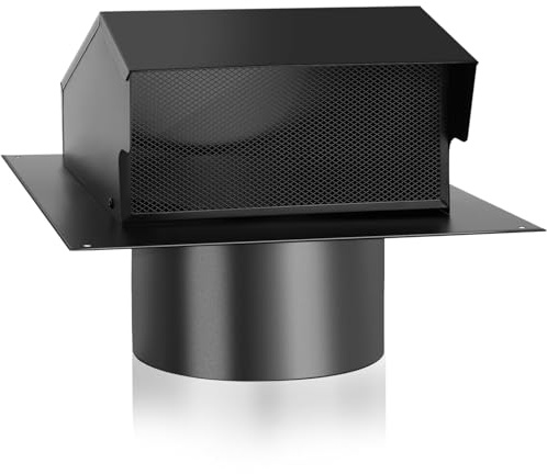 6Inch Roof Vent Cap with Wind Damper and Mesh to Provide Flow of Fresh Air and Keep Critters Out,6 Inch Roof Exhaust Vent, Black