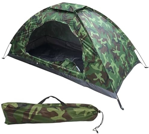 One Man Tent Waterproof ＆ Sun Resitant 1 Person Backpacking Tent Camouflage Patterns Hiking Tent Lightweight Small Tents with Storage Bag Easy Setup for Camping Hiking