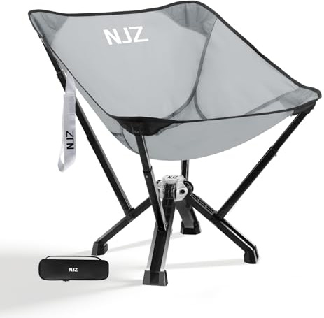 NJZ Campingstuhl 600LBS Campingstuhl Faltbar Stark Robust Leichtgewicht Klappstuhl Camping Leicht Im Freien Schnelle Einrichtung with Tragetasche Faltstuhl Camping für Garten Picknick Angeln Silber