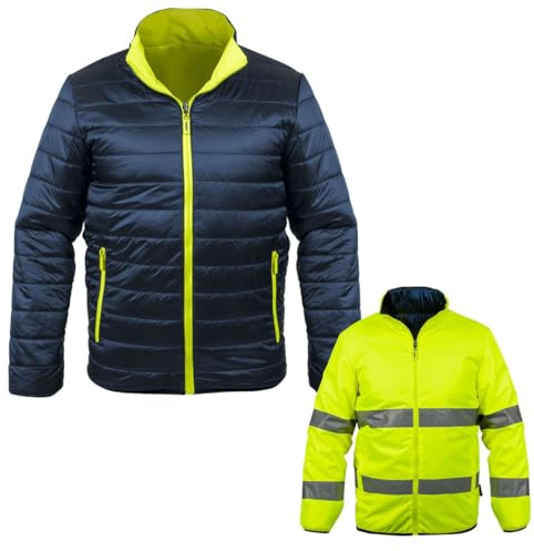 VITO - Veste de sécurité Hiver haute visibilité Taille L Réversible Jaune/noir 2en1Bandes reflechissantes Dual