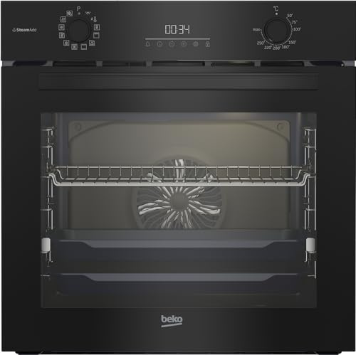Beko BBIS17300BCS B300 - Horno empotrable (72 litros, multifunción, 12 funciones, función SteamAdd, función de vapor, puerta SoftClose, panel posterior catalítico, mordaza retráctil), color negro
