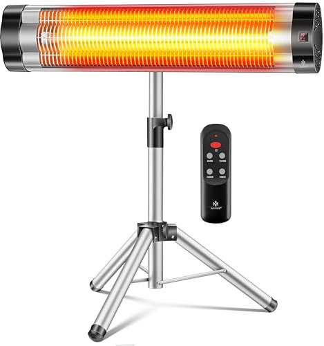 KESSER® Radiador de Infrarrojos, Calefacción Radiante, Trípode Telescópico Ajustable en Altura, Calefacción Radiante para Mesa de Cambiar Pañales, 2500W Con Control Remoto (Plata)