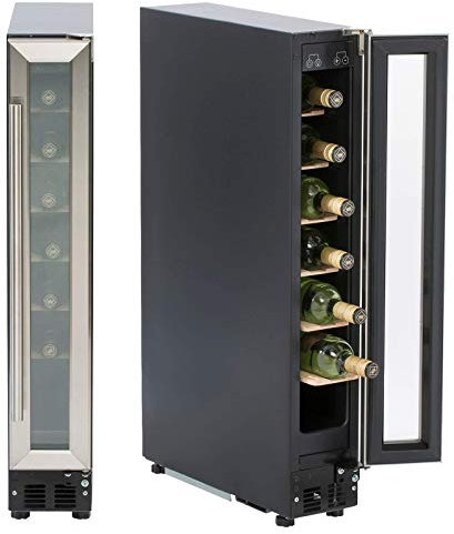 15 Bottle Capacity Undercounter Wine Cooler Fridge with Light Silver Black Finish